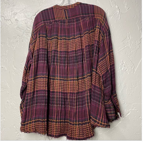 Free People Come On Over Bottom Down Plaid Top Size XS - Picture 3 of 9